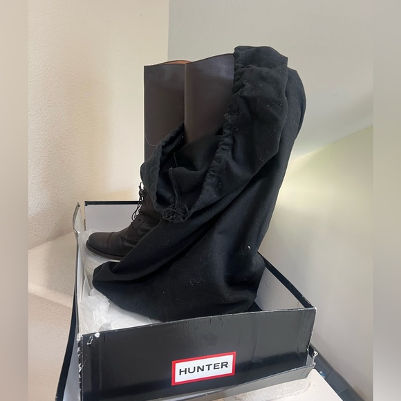 HUNTER ALIDA Women’s Brown Leather Knee High Lace Up Boots Size 7 - Picture 3 of 11